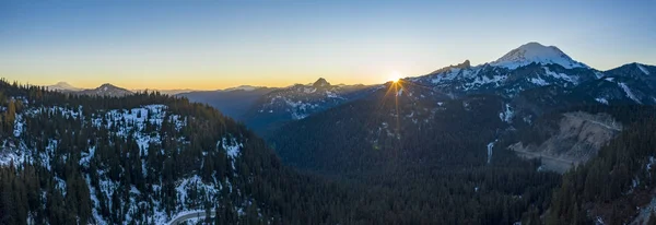 Monte Rainier Tramonto Vista Panoramica — Foto Stock