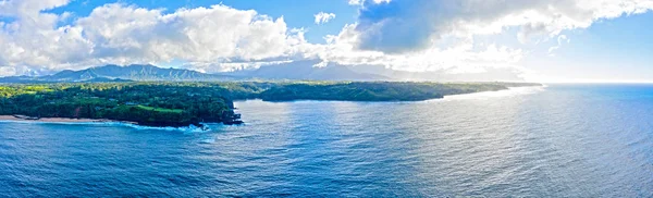 Kauai North Shore Napali Coast Panoramic Drone Aerial Sunset Sun — Stock Photo, Image