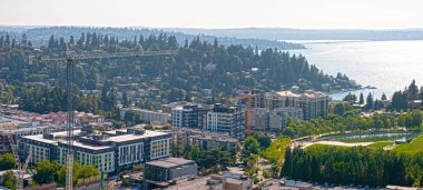 Bellevue Wa İnşaat Vinç Şehir Park Cityscape Lake Washington