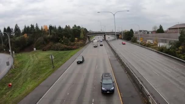 Seattle Interstate Autópálya Forgalmi Nappali Hyperlapse Idő Telik — Stock videók