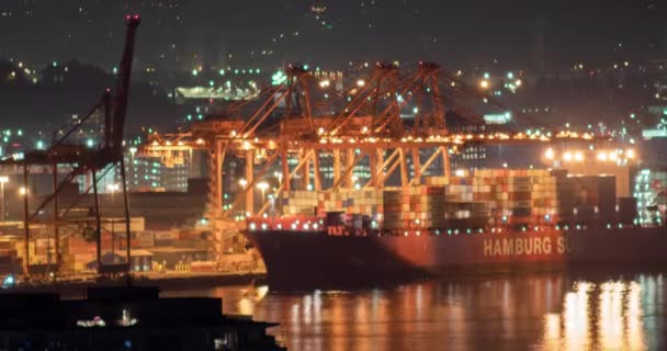 Seattle Washington Usa Ocak 2019 Seattle Limanı Terminalde Gece Kargo — Stok video