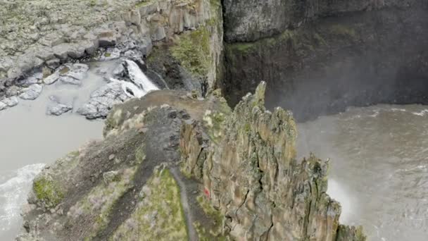 Nádherné Vzdušné Vodopády Oběžné Dráze Kolem Útesu Cliff Face Palouse — Stock video