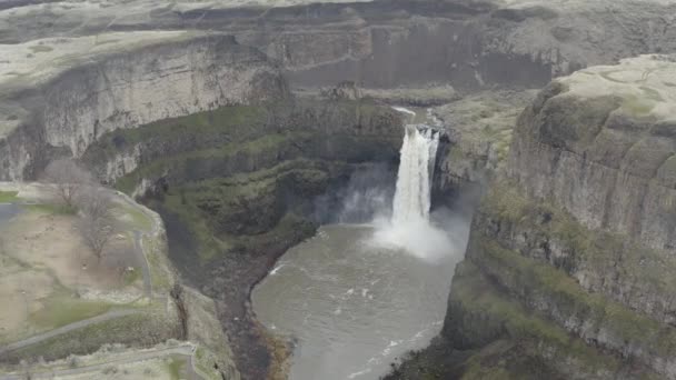 Palouse Falls Washington Park Légi Kilátás Canyon Waterfall — Stock videók