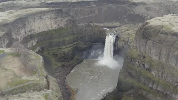 Palouse Falls Letecký Pohled Kaňonský Vodopád — Stock video