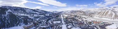 Avon Colorado ABD kış panoramik görünüm Kayak tatil beldesi karlı Mo