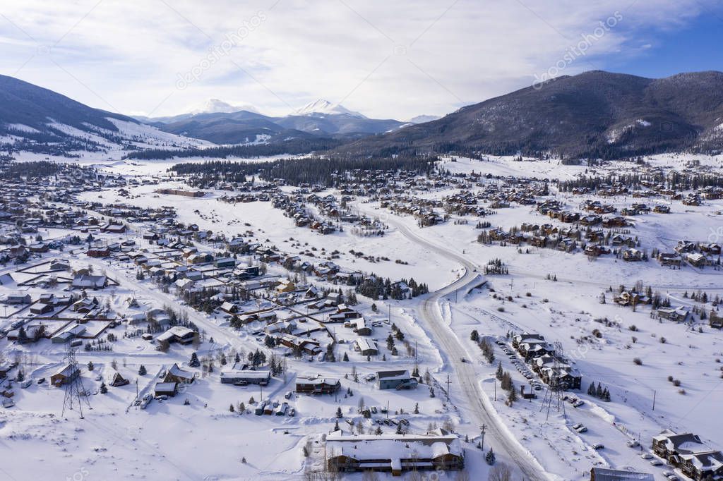 Summit Cove Keystone Colorado Aerial View Winter Day Morning
