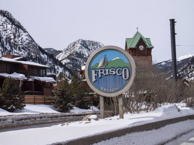 Frisco Colorado hoş geldiniz işareti kış günü