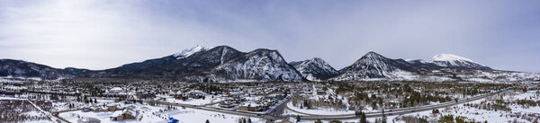 Frisco Colorado Winter Snow Panoramic Aerial View of City
