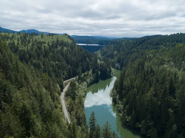 Alder přehradní jezero Resevoir Nisqually říční pohled ve Washingtonu — Stock fotografie