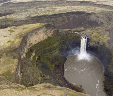 Palouse Şelalesi Kanyon Üzerinde Havadan Görünümü