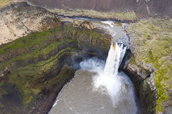 Cascade De Palouse Falls Vue Aérienne Au-dessus De Vue En Bas — Photo