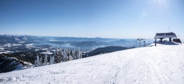 Schweitzer Ski Resort Skiing Winter Day Panoramic View Mountain clipart