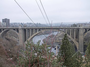 Monroe Street Bridge Spokane Washington Gondola Nehri üzerinde