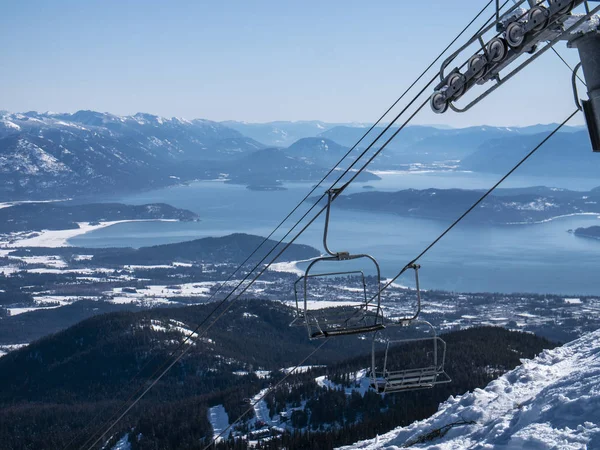 Télésièges Station de ski Schweitzer Mountain Lake Pend Orielle View — Photo