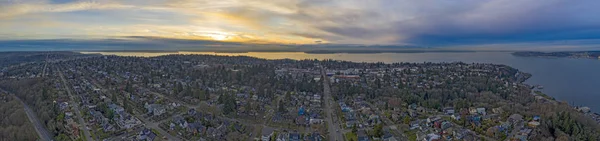Nyugat-Seattle Washington ház alki Beach Aerial Panoramic napok — Stock Fotó