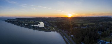 Birch Bay Village Washington Hava Sunset Manzara Looking Nor