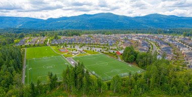 Snoqualmie Ridge Washington Havadan Görünümü Community Park Soccer Fi