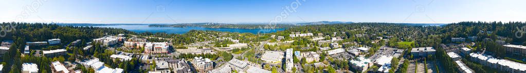 Mercer Island Washington 360 panoramic Aerial View Bellevue Seat