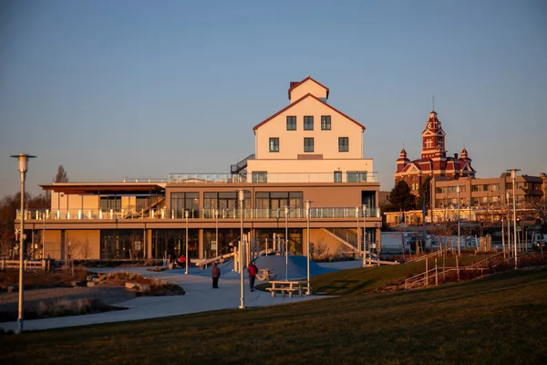 Bellingham Washington Usa March 2020 View Waypoint Park Downtown Waterfront — 스톡 사진