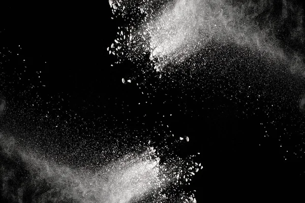 Παράξενες Μορφές Λευκή Σκόνη Έκρηξη Σύννεφο Σκοτεινό Φόντο Λευκό Σωματιδίων — Φωτογραφία Αρχείου
