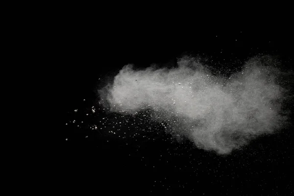 Bizarre Forms White Powder Explosion Cloud Dark Background Launched White — Stock Photo, Image