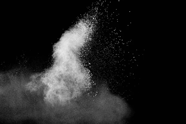 Bizarre Forms White Powder Explosion Cloud Dark Background Launched White — Stock Photo, Image