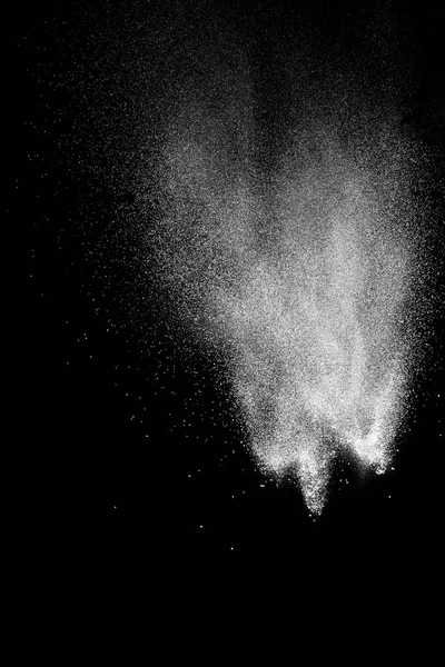 Talcume Λευκή Σκόνη Έκρηξη Μαύρο Φόντο Λευκή Σκόνη Πιτσίλισμα — Φωτογραφία Αρχείου