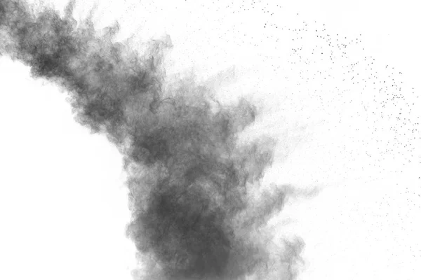 Výbuch Černého Prachu Bílém Pozadí Černé Prachové Částice — Stock fotografie