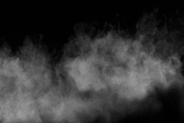 Formas Bizarras Nuvem Explosão Branco Contra Fundo Preto Partículas Poeira — Fotografia de Stock