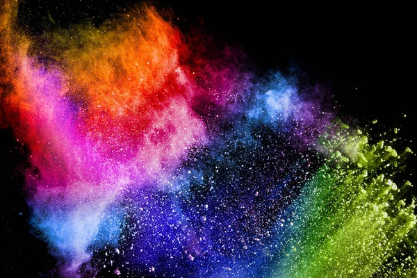 Multi-Color-Pulver Explosion auf weißem Hintergrund. Bizarre Formen — Stockfoto