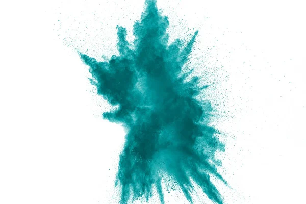 Holi Powder Festival Green Color Powder Explosion Cloud Auf Weißem — Stockfoto