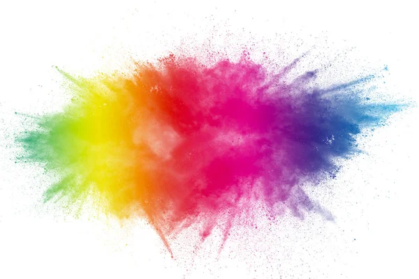 色彩霍利节 五颜六色的爆炸快乐霍利粉 彩色粉末爆炸背景 — 图库照片