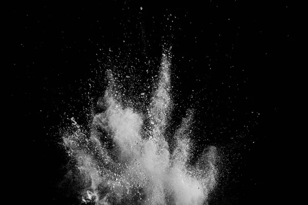 White Powder Explosion Isolated Black Background White Dust Particles Splash — Stock Photo, Image