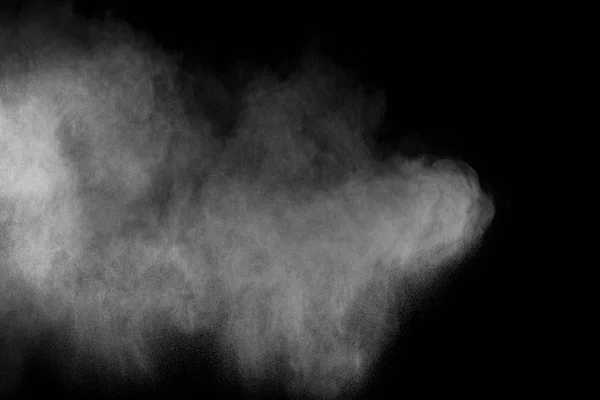 Explosão Pólvora Branca Isolada Fundo Preto Partículas Poeira Branca Splash — Fotografia de Stock