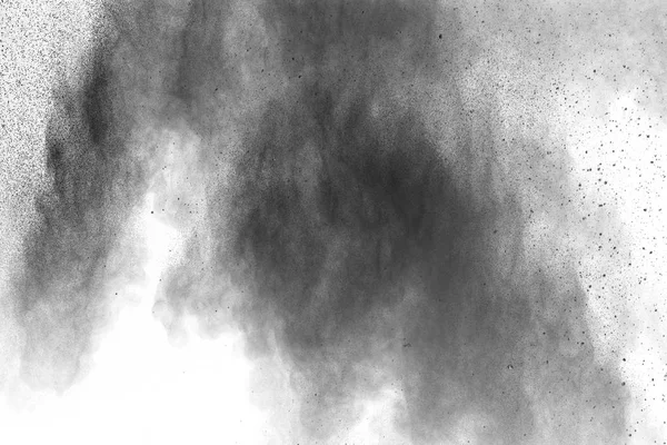 Nuvem de explosão de pó branco contra fundo preto.Pó branco — Fotografia de Stock