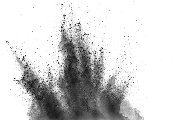 Bizarre forms of white powder explosion cloud against black back — Stock Photo, Image