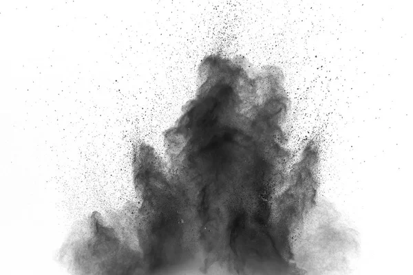 Bizarre forms of white powder explosion cloud against black back — Stock Photo, Image