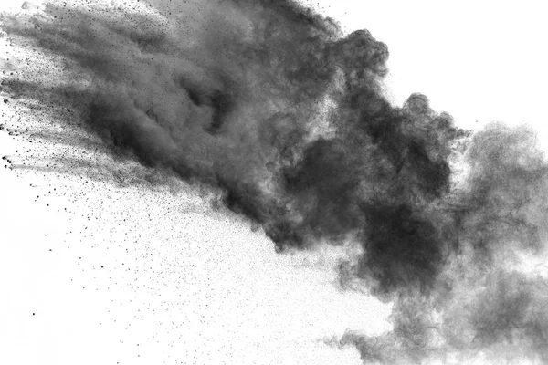 Облако белого порошка против черного фона. Белая пыль — стоковое фото