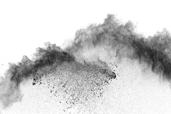 Λευκή σκόνη έκρηξη σύννεφο μαύρο φόντο. Λευκή σκόνη — Φωτογραφία Αρχείου