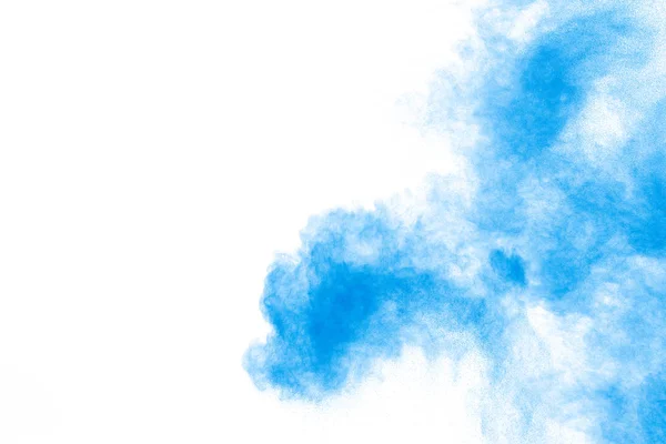 Explosión Abstracta Polvo Azul Sobre Fondo Blanco Congelar Movimiento Salpicadura —  Fotos de Stock