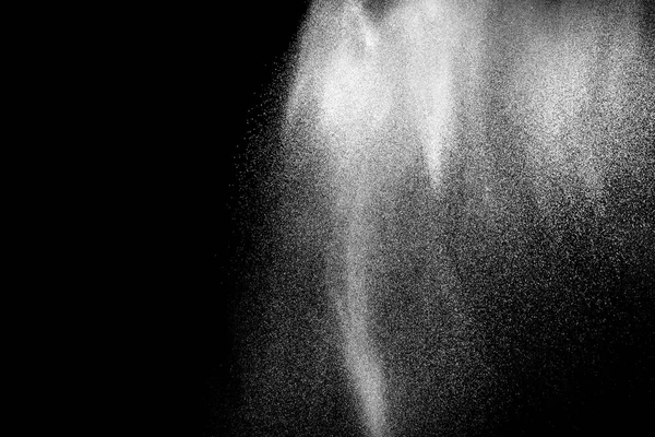 Formas Extrañas Polvo Blanco Explosión Nube Sobre Fondo Negro Partículas —  Fotos de Stock
