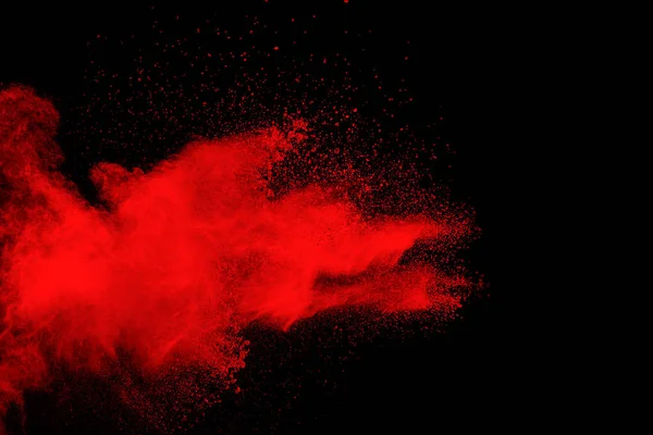 Explosão Cor Vermelha Fundo Preto Congelar Movimento Partículas Poeira Vermelha — Fotografia de Stock