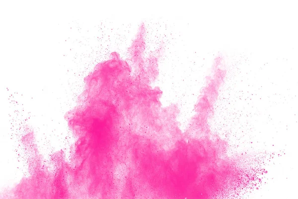 Explosión Abstracta Polvo Rosa Sobre Fondo Blanco Congelar Movimiento Salpicadura —  Fotos de Stock