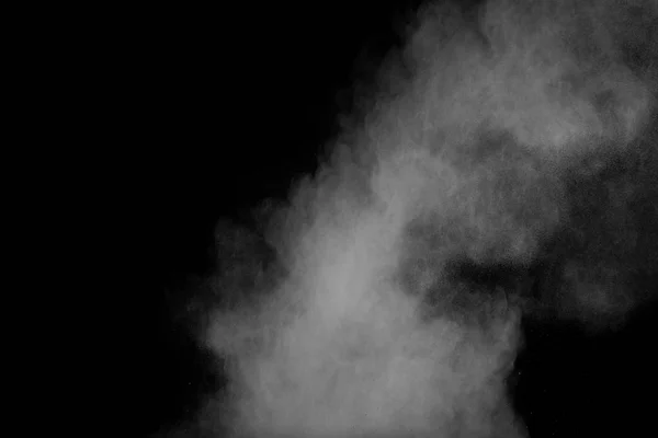 Freeze Motion White Dust Particles Black Background White Powder Explosion — Stock Photo, Image