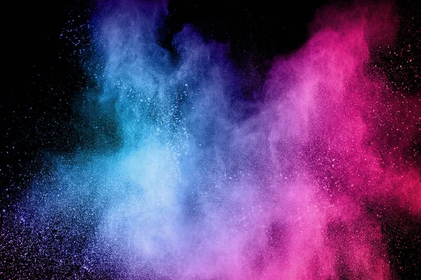 Flerfärgad Pulver Explosion Svart Bakgrund — Stockfoto