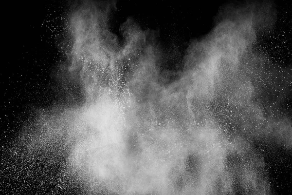 Extrañas Formas Polvo Blanco Explosión Nube Sobre Fondo Negro —  Fotos de Stock