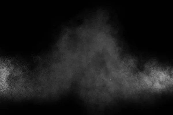 Abstrakt Bílého Prášku Černém Pozadí Zmrazit Pohyb Bílého Prášku — Stock fotografie
