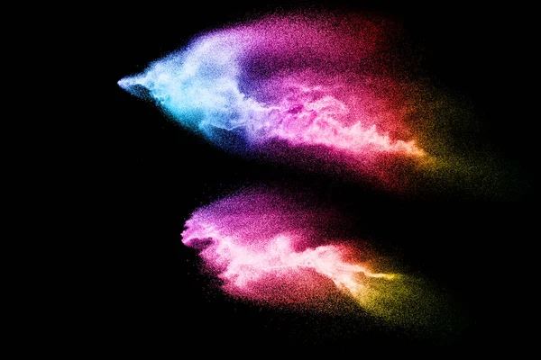 Абстрактный Разноцветный Взрыв Песка Изолирован Черном Фоне Абстрактное Песчаное Облако — стоковое фото