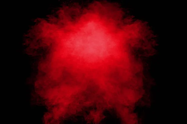 Rosso Arancio Colore Polvere Esplosione Nube Sfondo Nero — Foto Stock