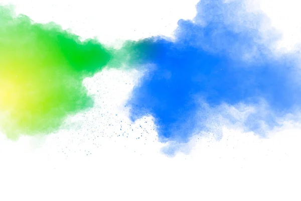 Wielokolorowa Eksplozja Proszku Białym Tle Kolor Pyłu Splash Chmura Białym — Zdjęcie stockowe
